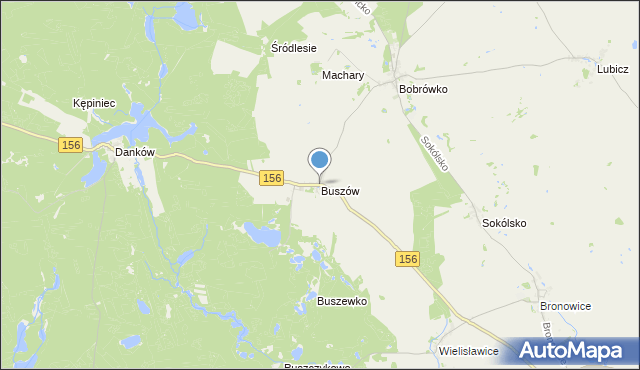 mapa Buszów, Buszów gmina Strzelce Krajeńskie na mapie Targeo
